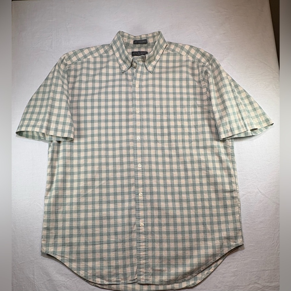 Lyle & Scott Shirt Checkered Short Sleeve Button Down Mens Large